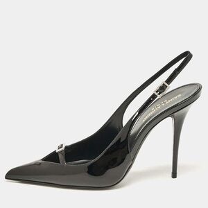 SOLD Saint Laurent LUNA 105 black patent slingbacks heels size 38.5